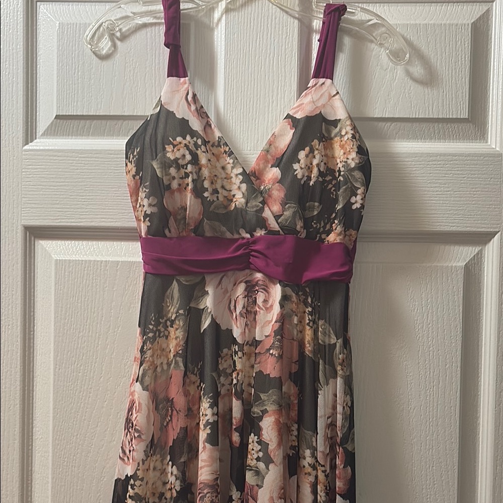Chic Pink and Black High Low Dress